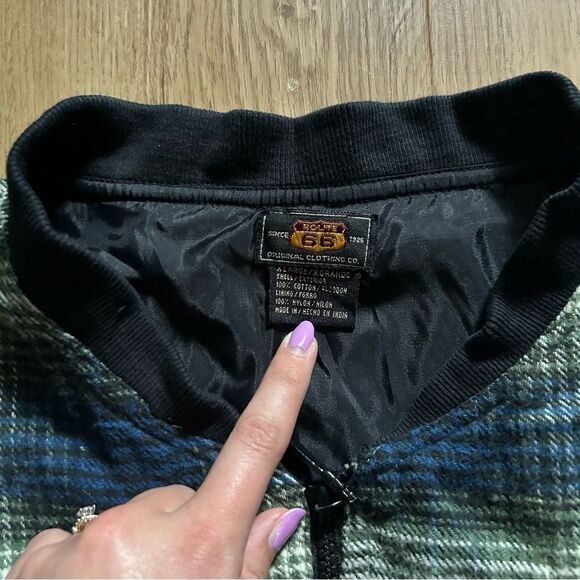 Vintage Flannel Lined Jacket Route 66 // full zip adjustable waist coat - Picture 4 of 6